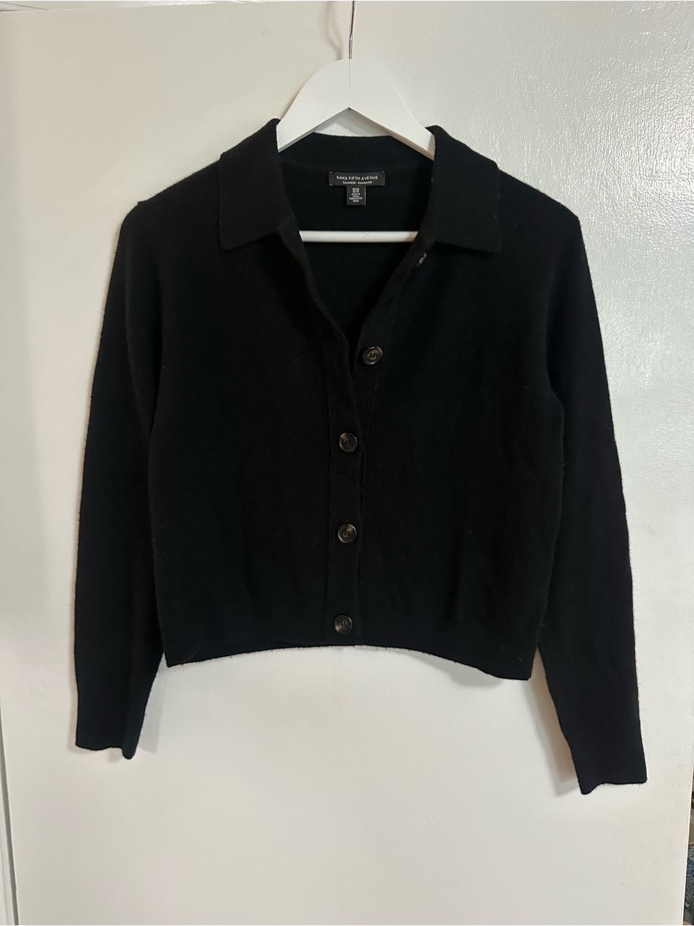 Saks 5th Avenue Cashmere Black  Collared cardigan
